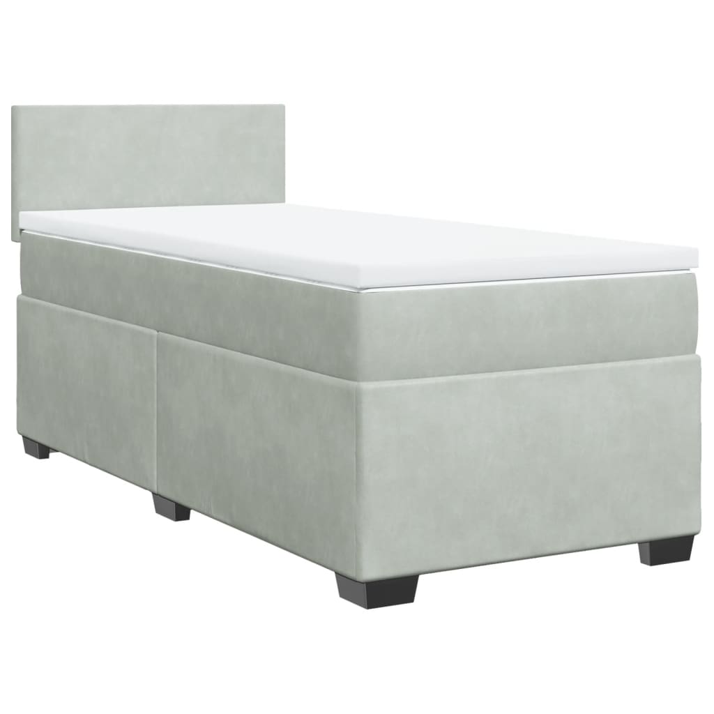 vidaXL Cama box spring con colchón terciopelo gris claro 100x200 cm