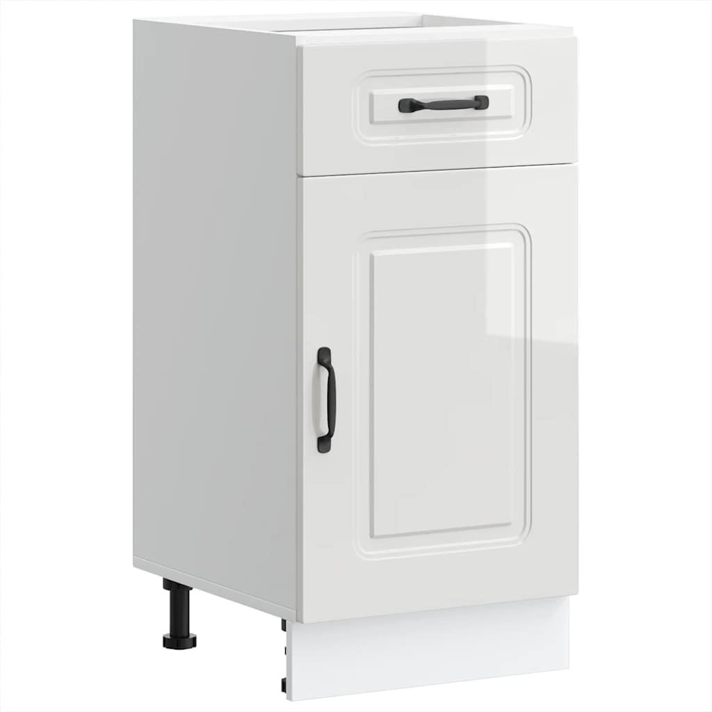 vidaXL Mueble bajo cocina Kalmar madera ingeniería blanca alto brillo