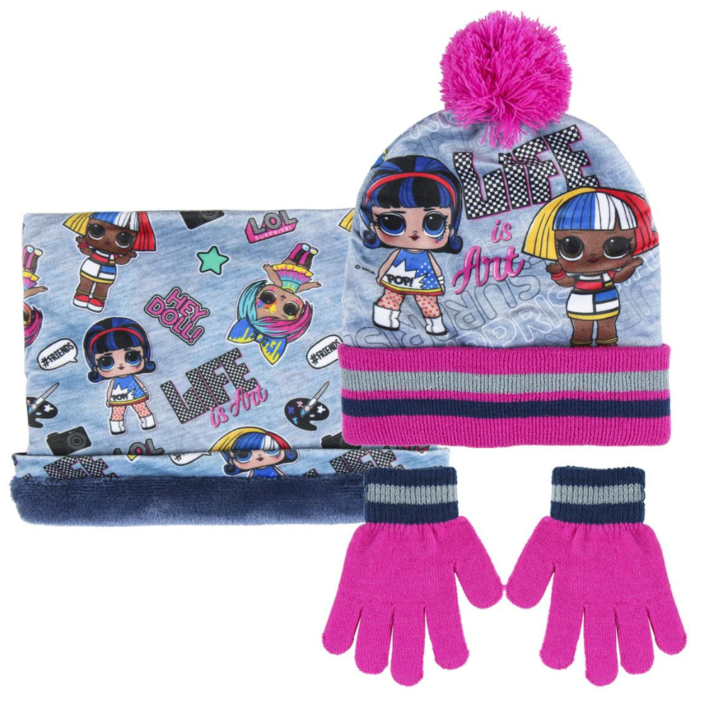 Lol Cerdá Set Invierno Rosa Niña - Braga Cuello Gorro Guantes