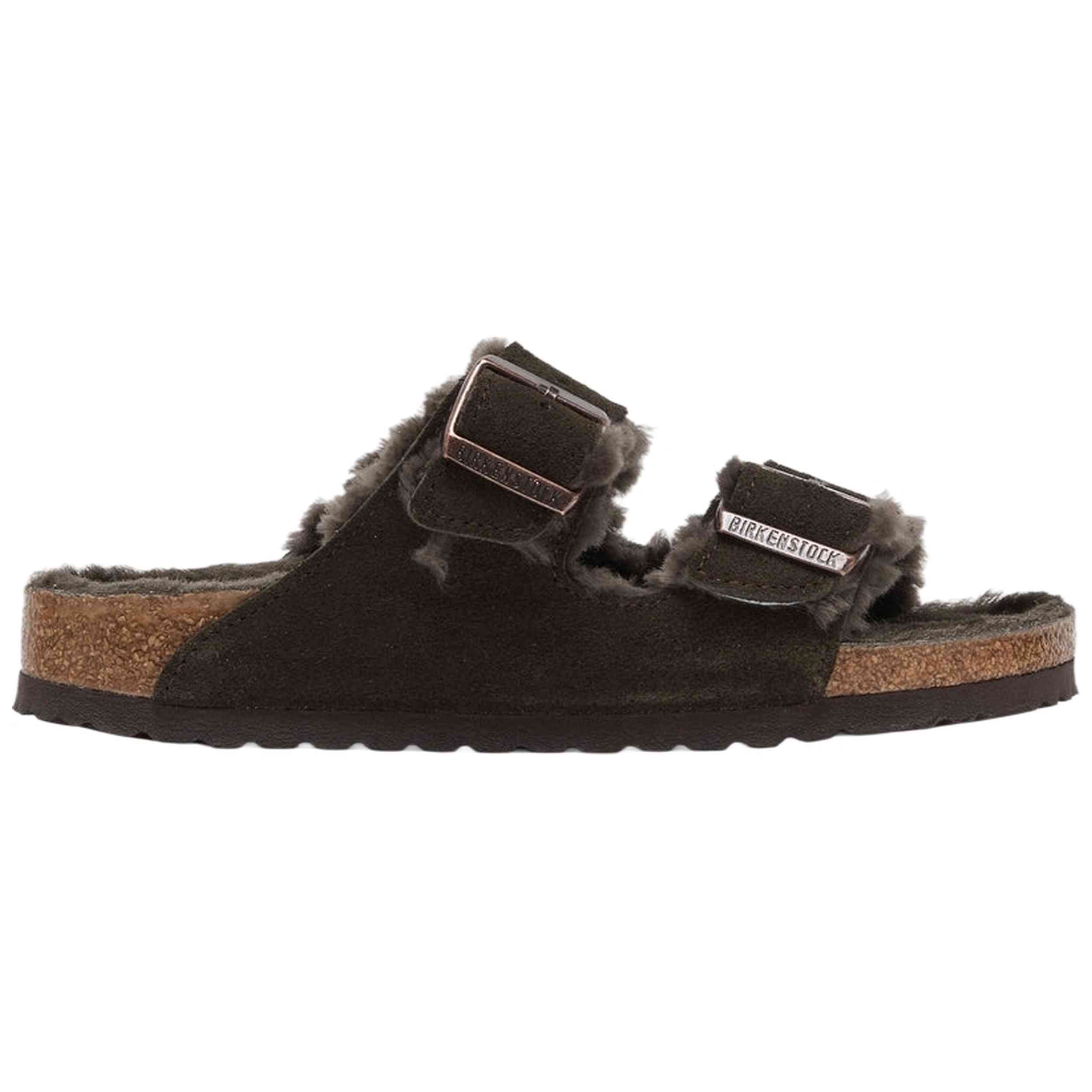 Sandalias De Plataforma Birkenstock modelo Arizona Shearling Suede Leather para Mujer en color Marron