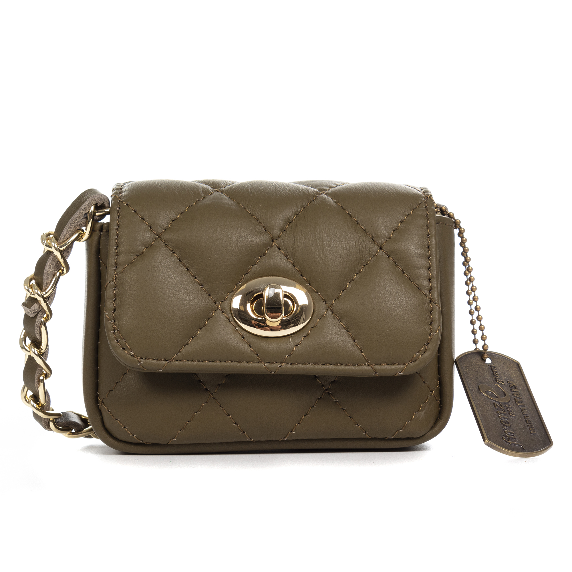 Firenze Artegiani. Ancarano mini bolso bandolera mujer. Piel auténtica acabado Sauvage acolchado. Vera Pelle Italiana.