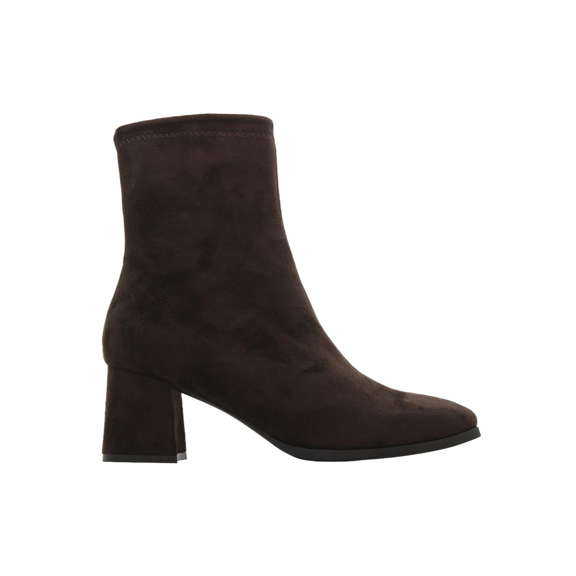 ETIKA 32012 Botines calcetín de antelina, stretch, cremallera, tacón bloque medio, suela de goma, para señora