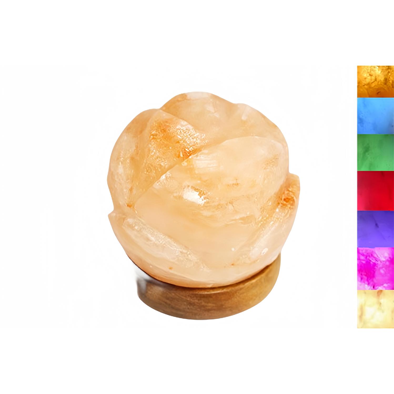 PLUSHOME Lámparas de Sal del Himalaya Naturales Alta Calidad con USB y Base de Madera