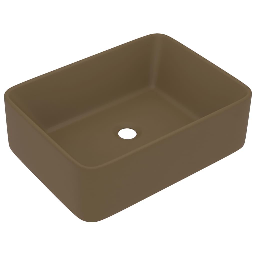 vidaXL Lavabo de Lujo Cerámica Mate Tocador Montado Encima Piedra Color matte light grey,  matte dark grey,  matte dark brown y mas