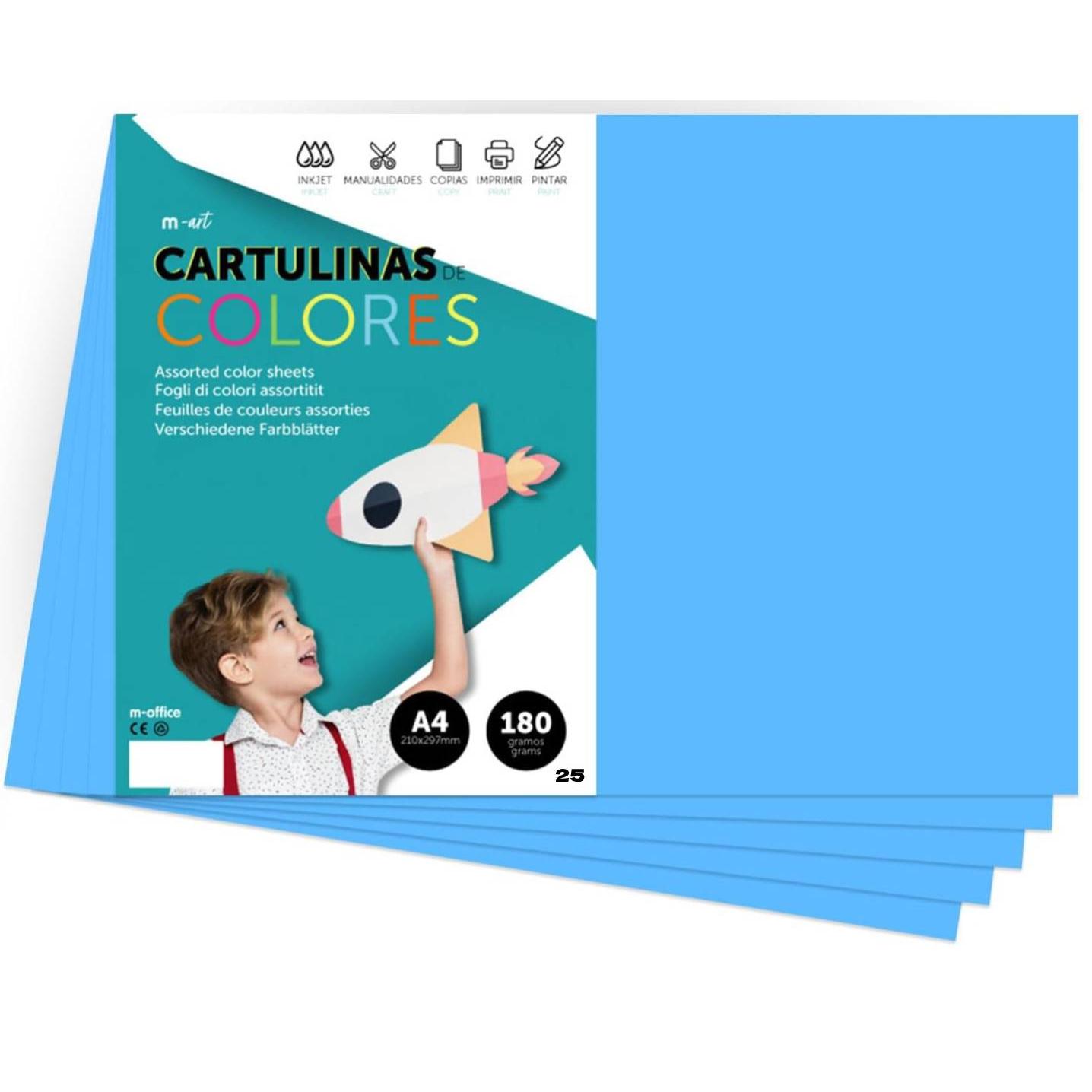 Cartulina de Colores, Cartulina A4 Colores Intensos, Hojas de Colores 180gr para Manualidades, Imprimir tus Documentos y Diseños Creativos, Folios de Colores A4 · m-office
