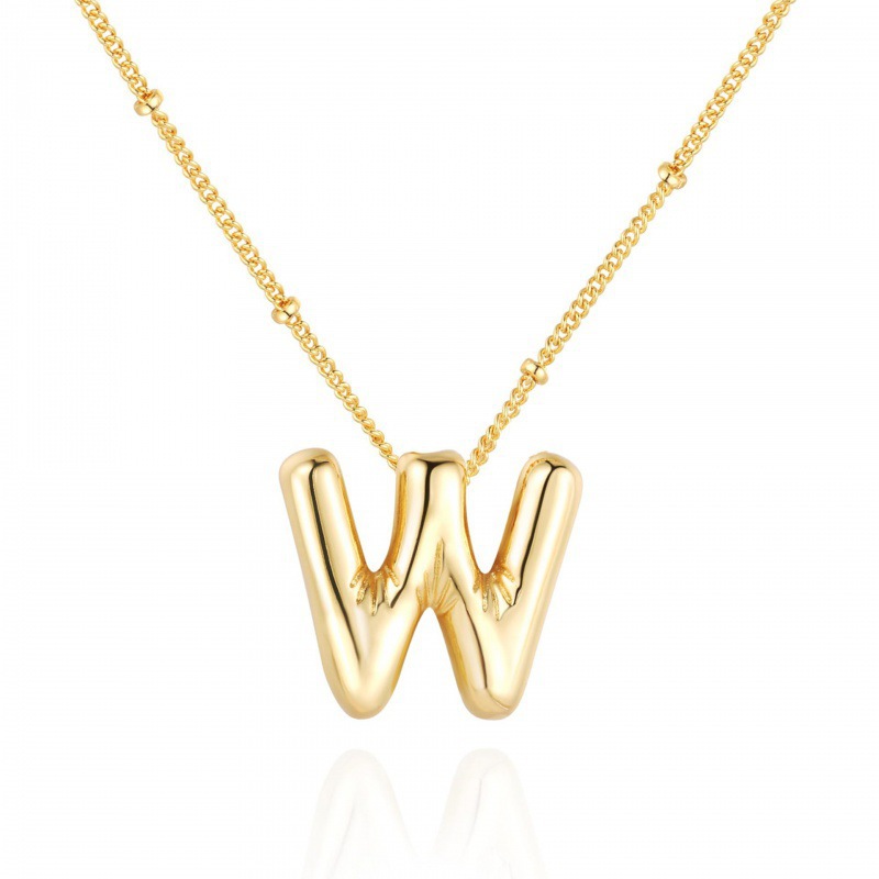 Collar de letras gruesas para mujer, collar elegante, colgante de letra delicado, chapado en oro de 14 quilates