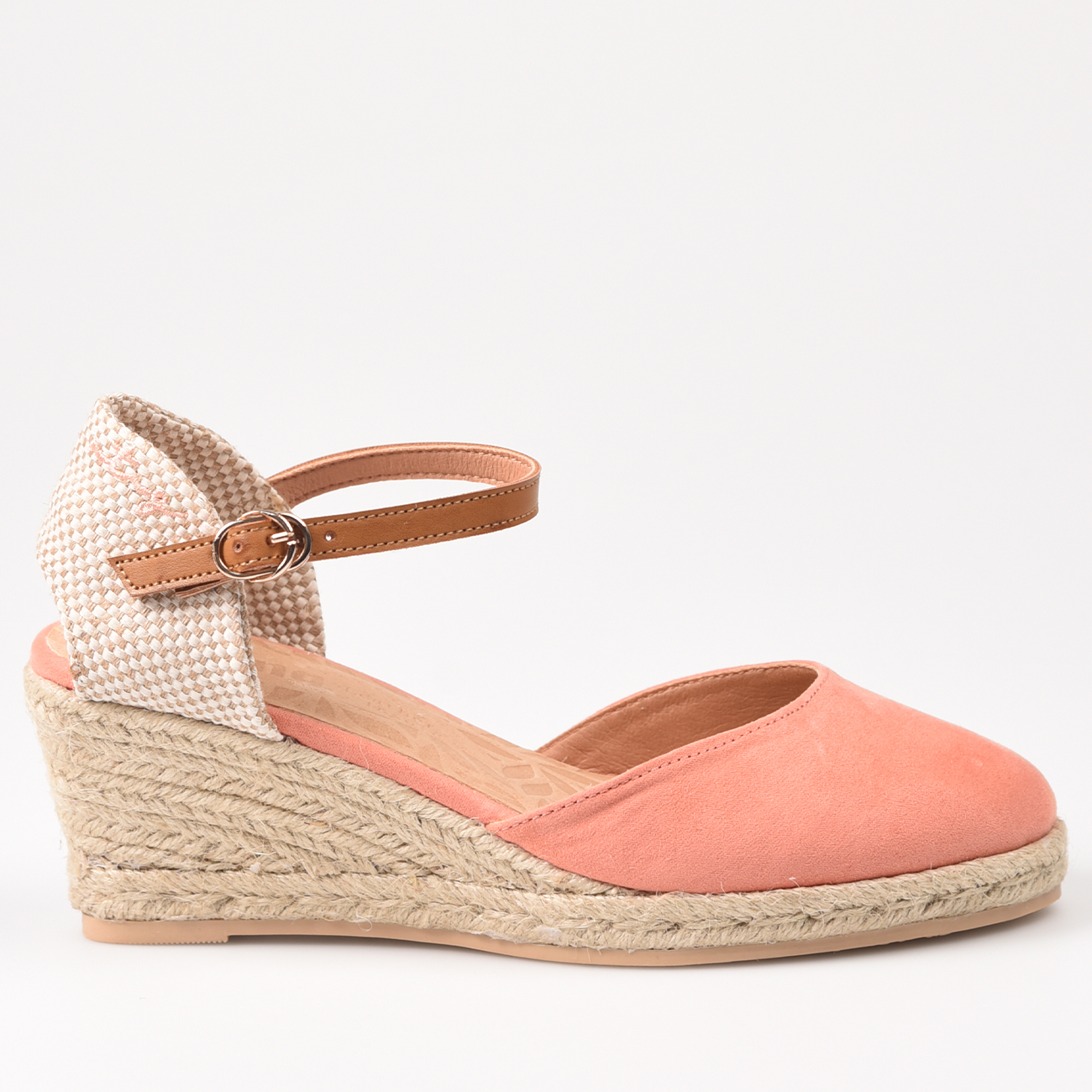 Alpargatas para mujer con cuña de esparto espadrilles fabricadas en España Mustang Austen 52194 Rosa