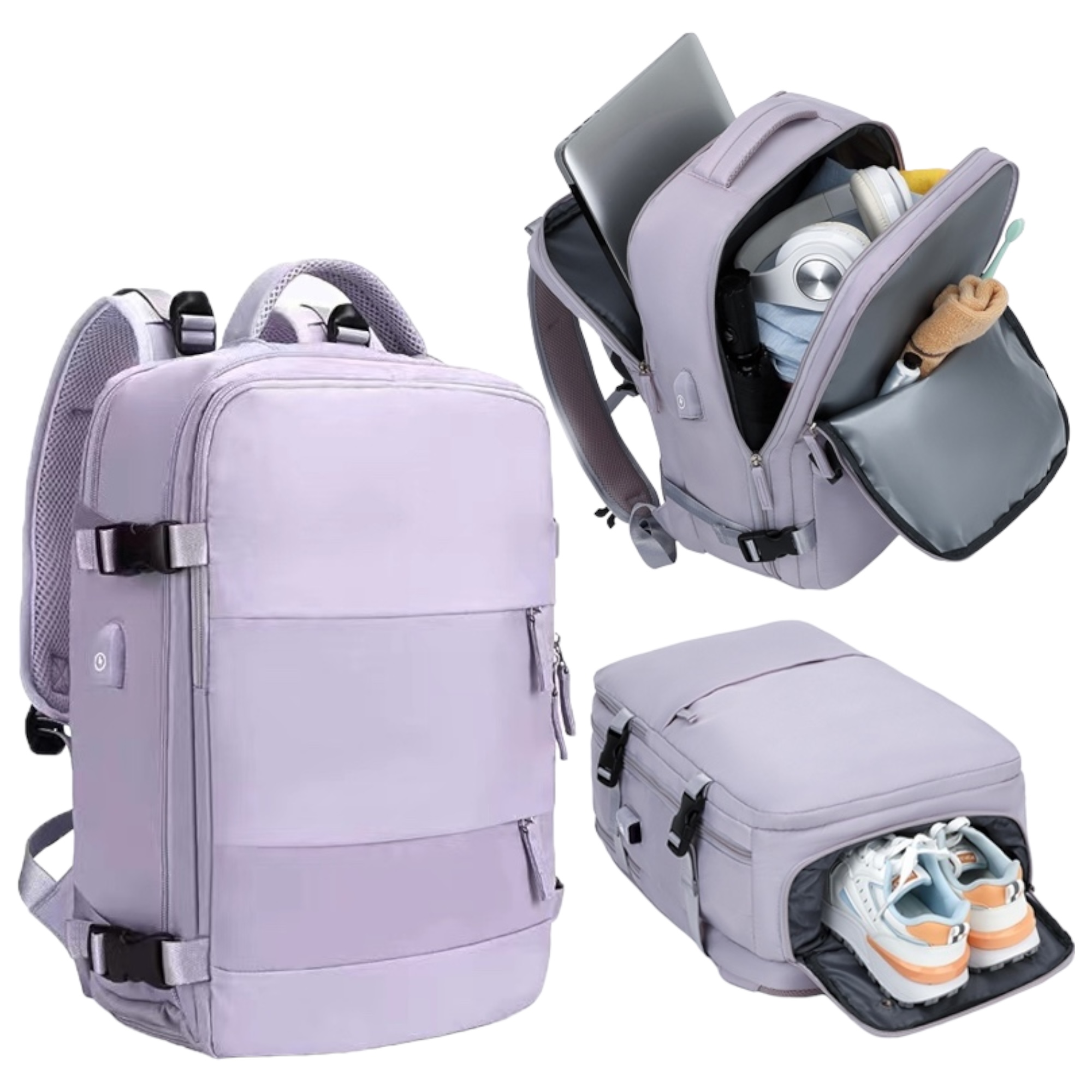 Mochila de Viaje para Cabina de Avión 45x36x20 para Vueling, EasyJet, Ryanair Equipaje de Mano Impermeable y Espaciosa con Compartimento para Zapatos y Puerto USB Mochila Antirrobo Multifuncional para Viajes y Escapada (2210-002 1288 2350 H24)