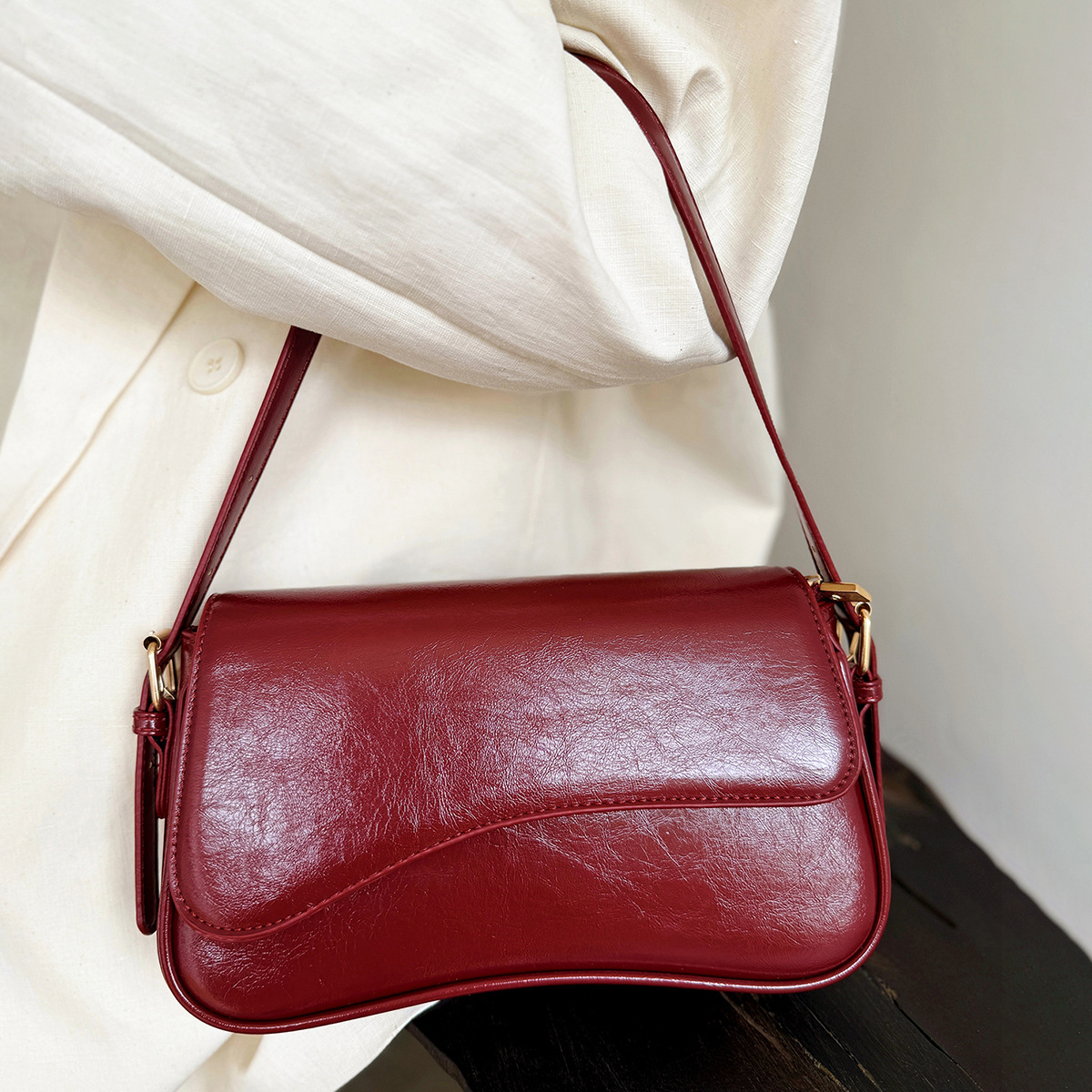 Bolso de hombro para mujer, bolso de piel vegana, bolso de hombro con bandolera desmontable
