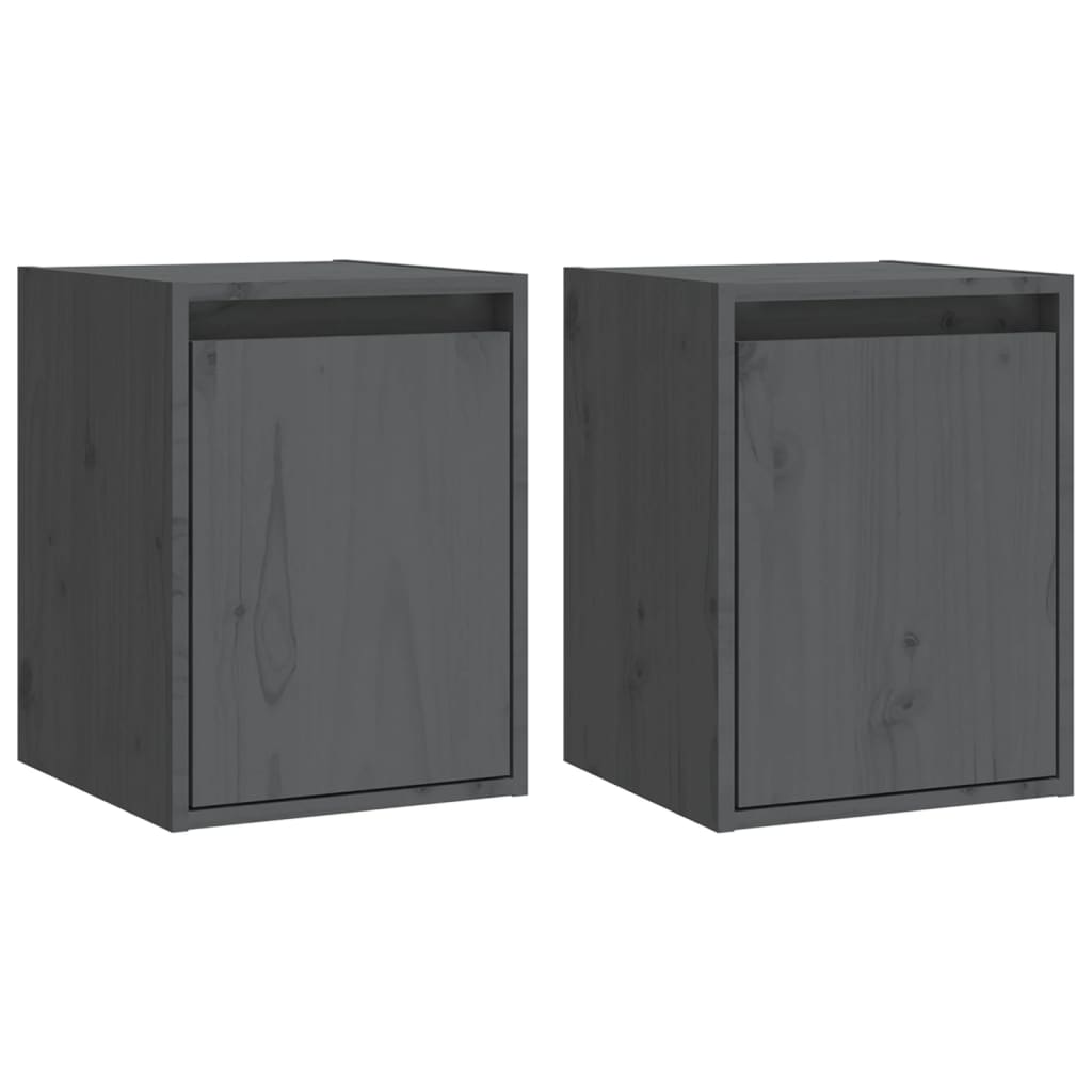 vidaXL Armario de pared 2 uds madera maciza de pino 30x30x40 cm Natural, Blanco, Gris Mueble Almacenaje Estantería para Oficina, Estudio, Dormitorio Estantería/Librería/ mueble de Almacenamiento