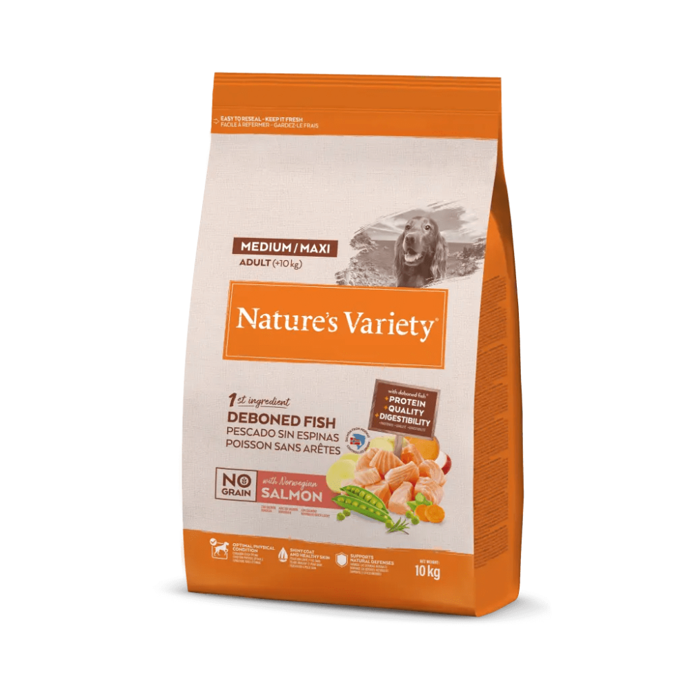 Nature’s Variety – Pienso para perros adultos medianos y grandes Nature’s Variety No Grain salmón. 12 Kg