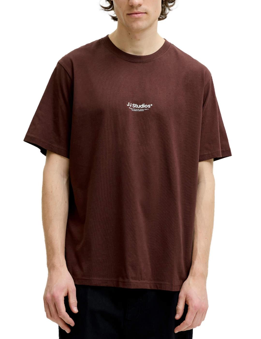 Camiseta Jack&Jones Soho marrón logo manga corta de hombre