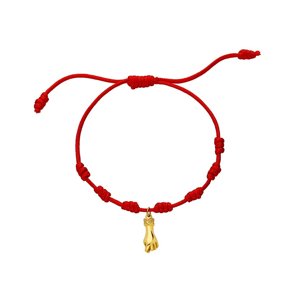 AVANCY - Pulsera 7 Nudos Puño Higa Acero 316 L. Chapado en oro 18 klts. Fabricado en España.