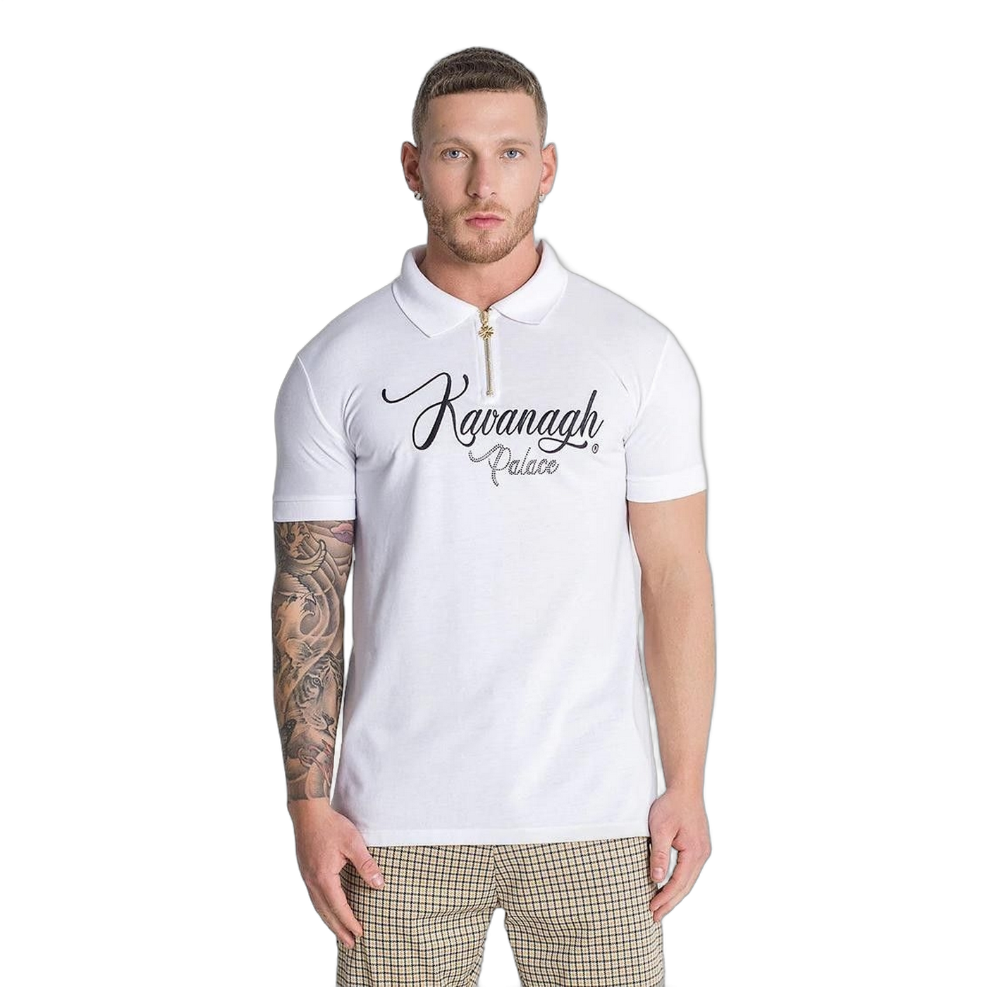 Polo Gianni Kavanagh con Cremallera Palace Blanco Hombre Moderno, Ropa casual 55% Algodón, 45% Poliéster