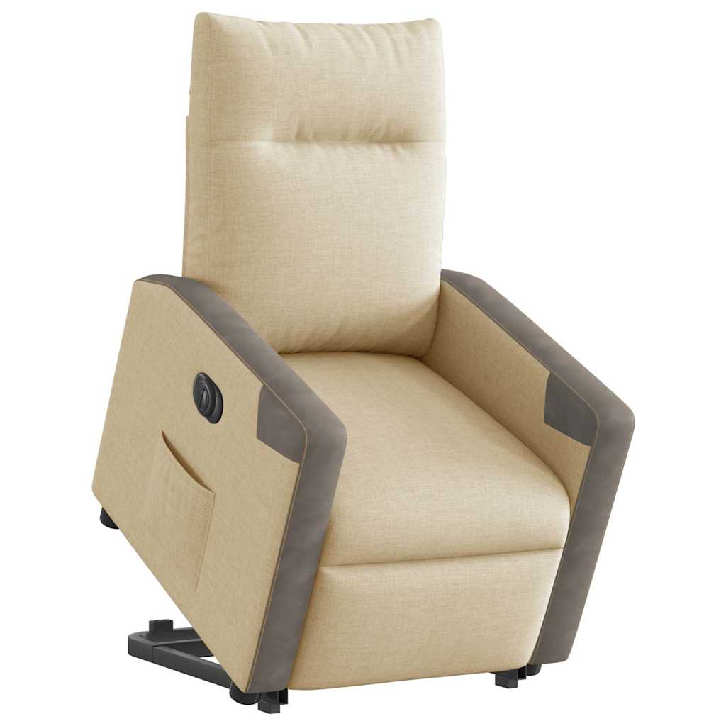 vidaXL Sillón eléctrico reclinable elevable de tela color crema