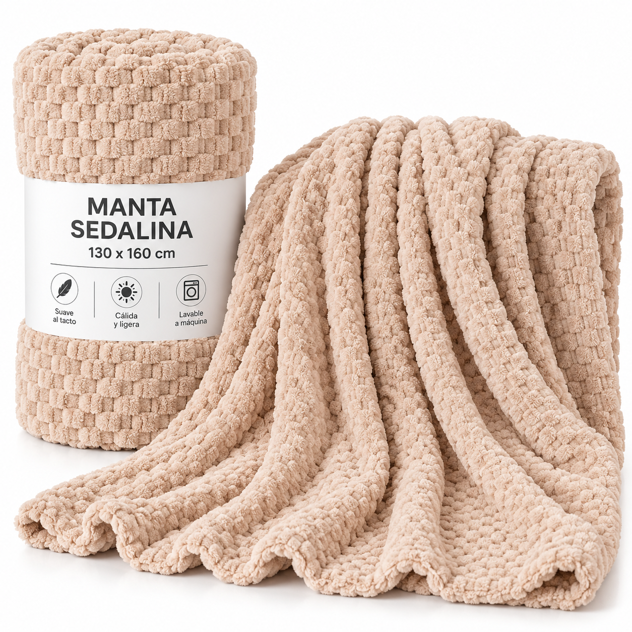 Manta Sedalina 130x160 cm, Suave y Cálida para Sofá y Cama