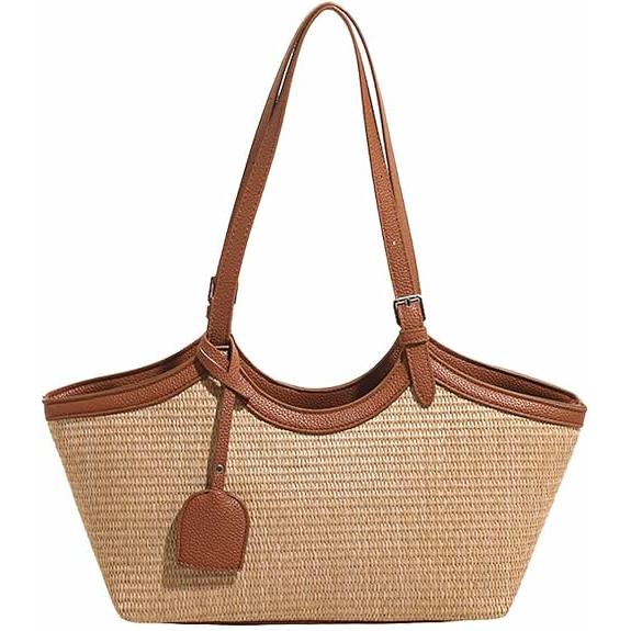 Bolsa de paja para mujer, bolso tejido de verano, casual, para playa, bolsa de mano para trabajo, viajes, bolsa de hombro, bolsos para ir de compras