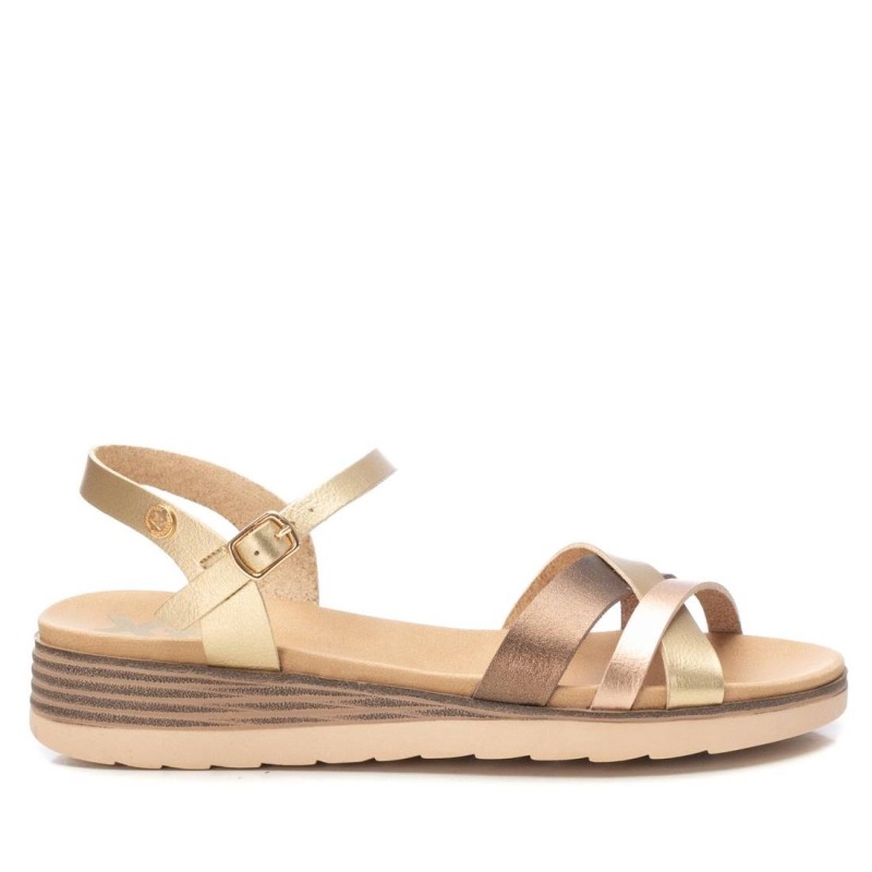 Sandalias plataforma mujer XTI 142852 04 SANDALIA CUÑA TIRAS ORO 38804 26V