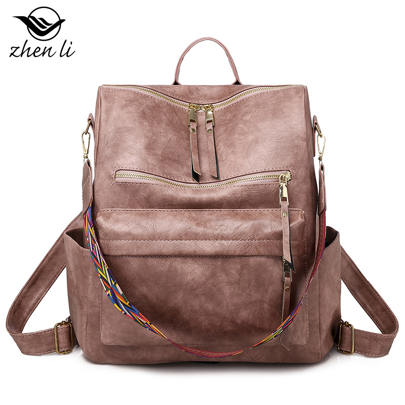 Mochila de moda para mujer, bolso de hombro multifuncional de cuero para mujer, bolso de viaje, bolso de mano