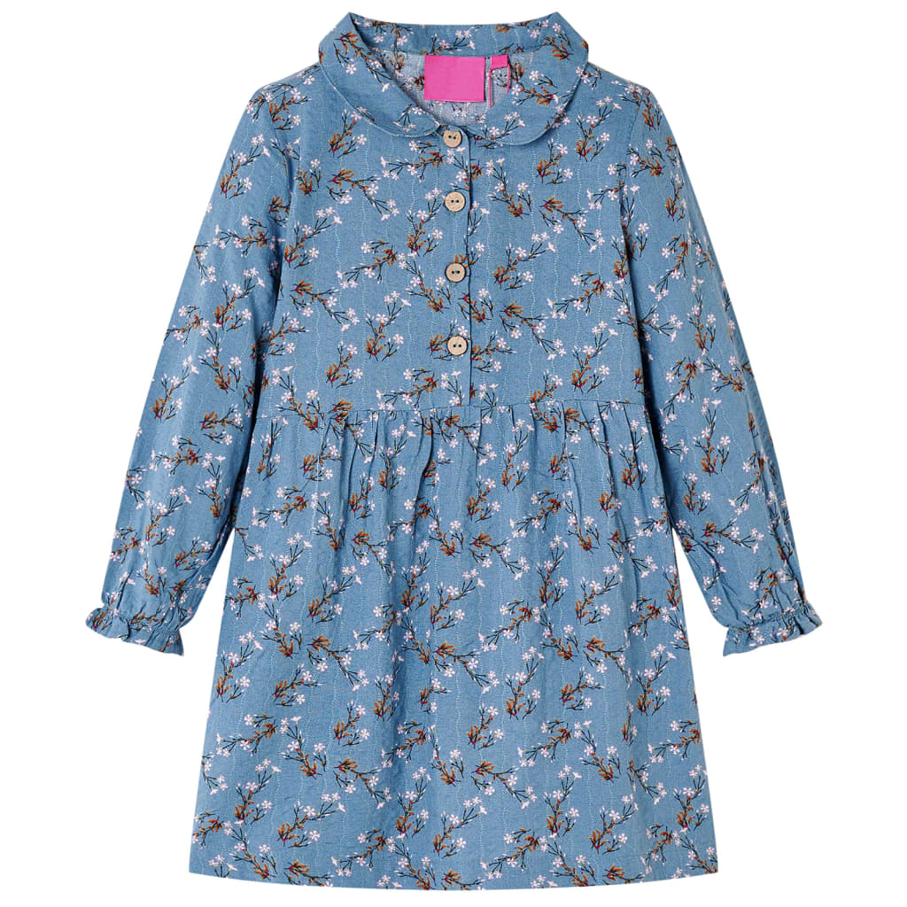 vidaXL Vestido infantil de manga larga azul petróleo 92