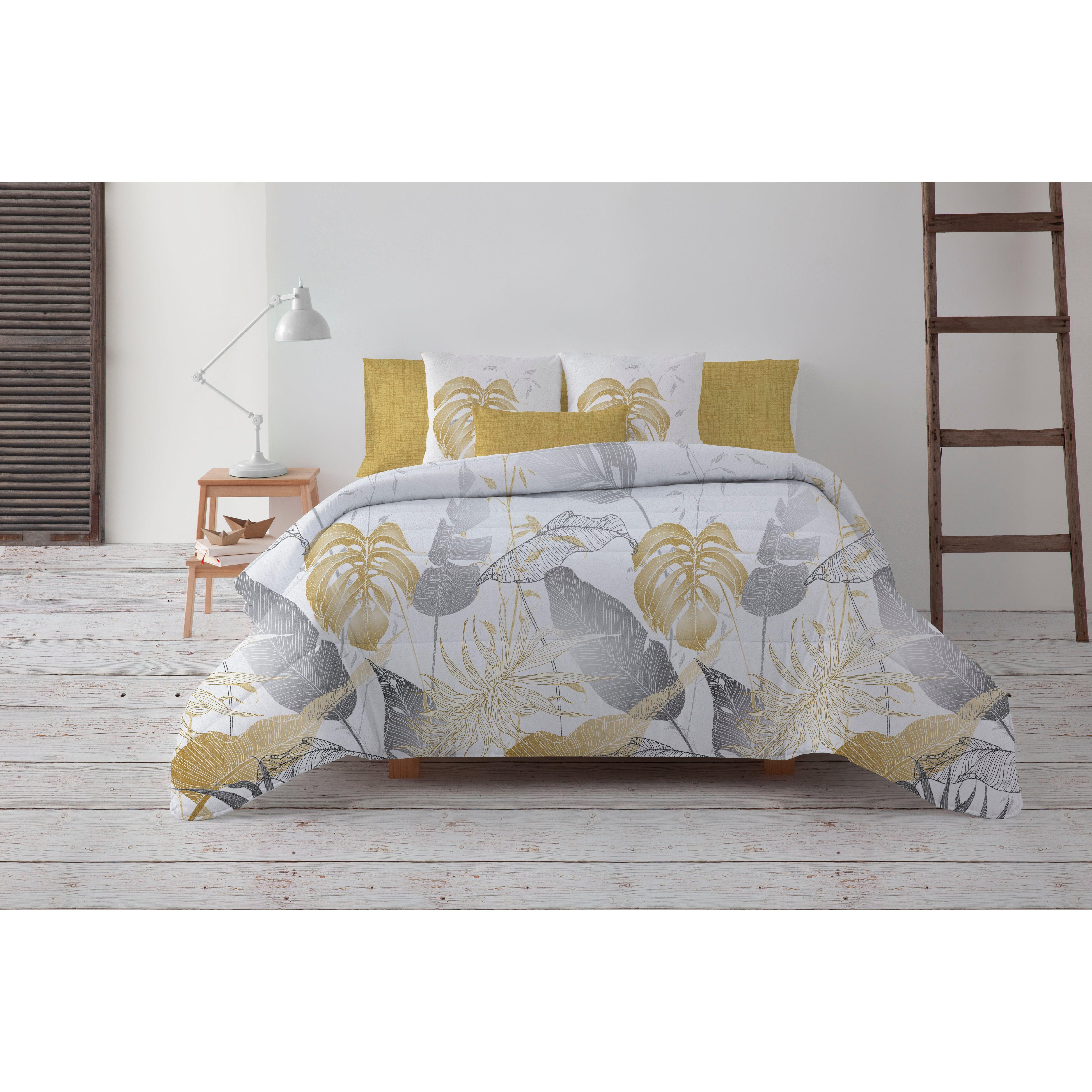 NORDIC HOME - Edredón Nórdico 300 gr de fibra tacto pluma SAVANA mostaza