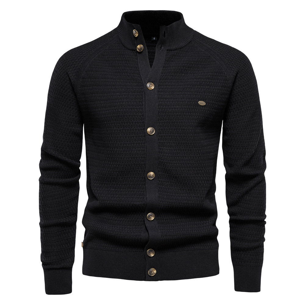 TK Cárdigan de color liso para otoño/invierno, suéter de hombre, suéter de negocios, prenda de punto