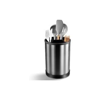 CA Soporte giratorio para utensilios de cocina, cesta para cubiertos de acero inoxidable, organizador para cucharas y tenedores