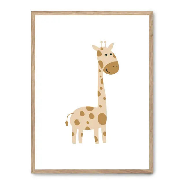 Lámina con marco negro GIRAFFE III 21x30 cm, Póster impreso en papel de primera calidad de 180gr, montado sobre marco de madera MDF acabado en negro., Infantil - Bebé