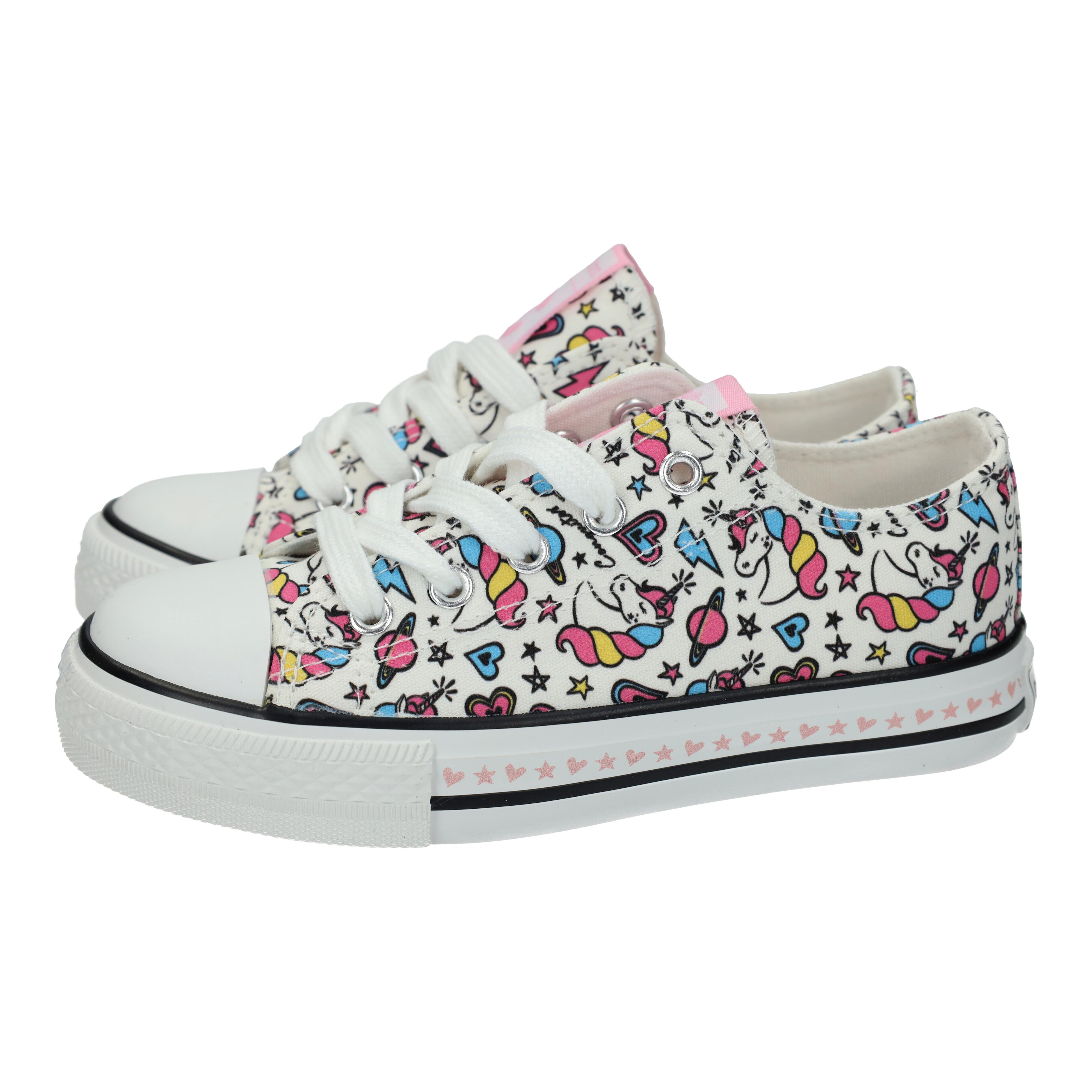Zapatillas marca CONGUITOS para niña en color blanco. LONAS FANTASÍA