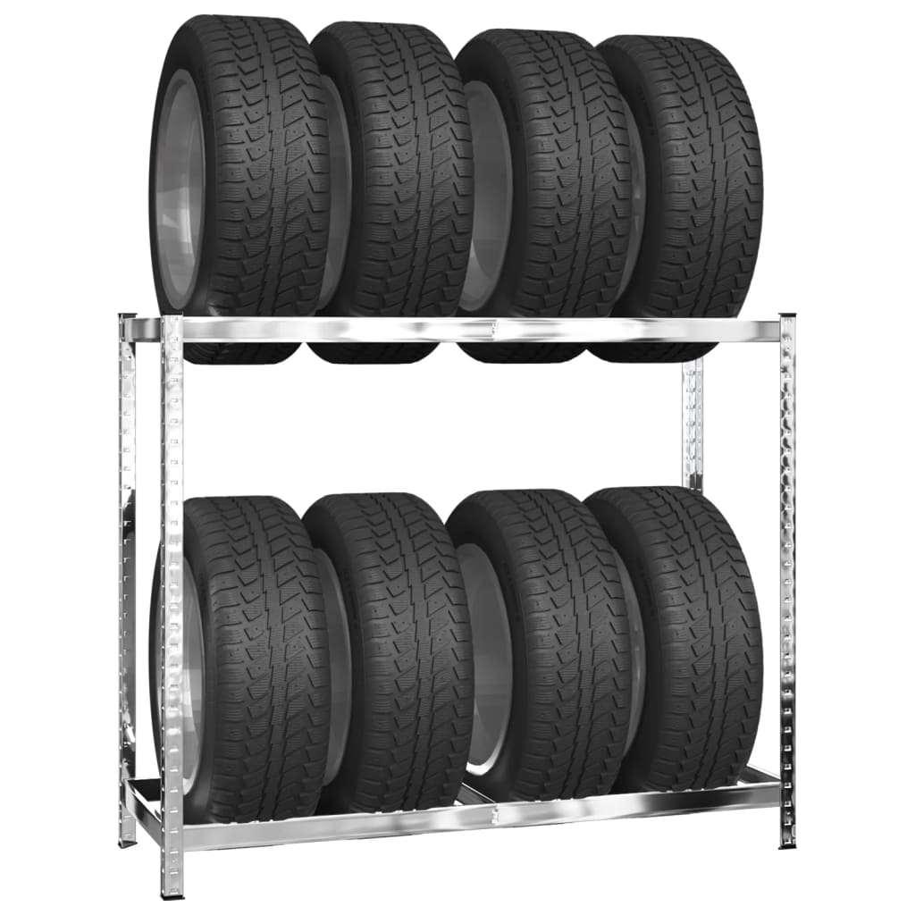 vidaXL Estanterías de Neumáticos (4 unidades) Acero Ruedas Llantas Taller Dimensiones 110x40x110 cm (2 niveles), 110x40x200 cm (3 niveles), 110x40x180 cm (2 niveles)