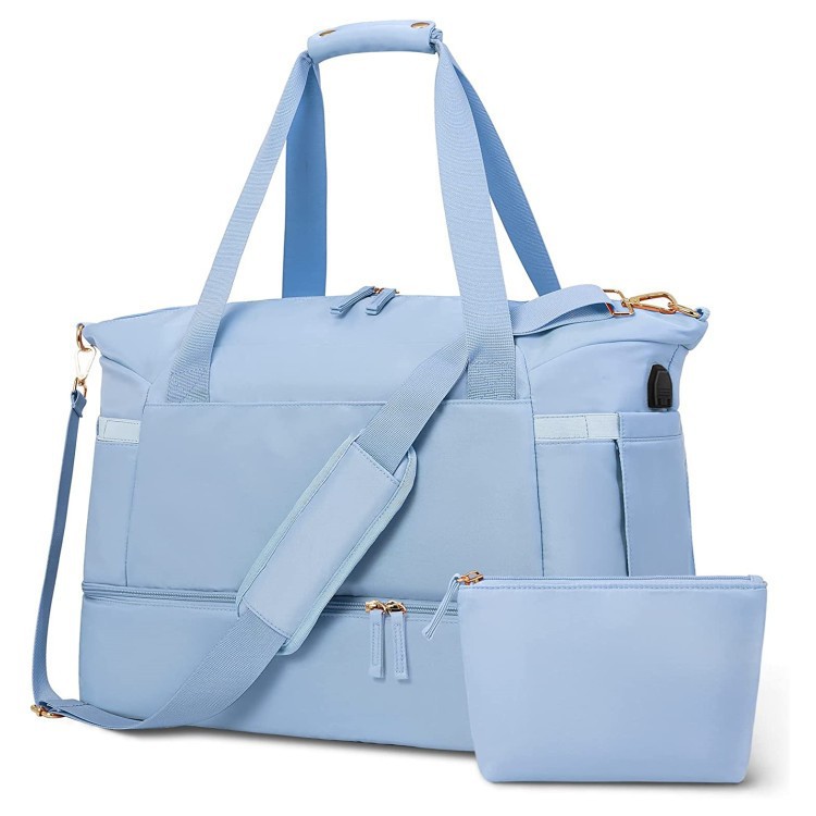 OmHO Bolsa de equipaje de fitness impermeable, transpirable, duradera, separación seca y húmeda, multifuncional, gran capacidad con bolsa pequeña,