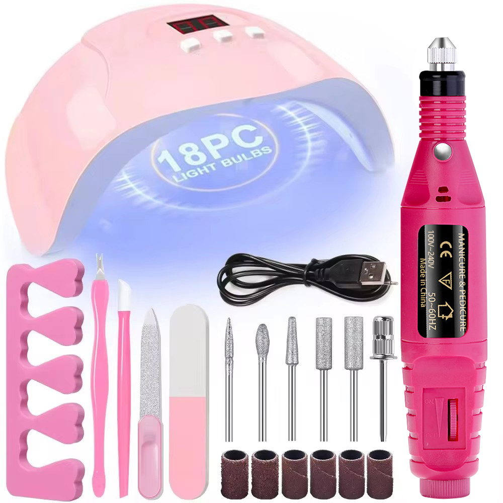 TK Kit Profesional De Esmeriladora Eléctrica USB Para Uñas Con Lámpara LED UV Para Manicura Y Secado De Gel Conjunto De Inicio Para Acrílico