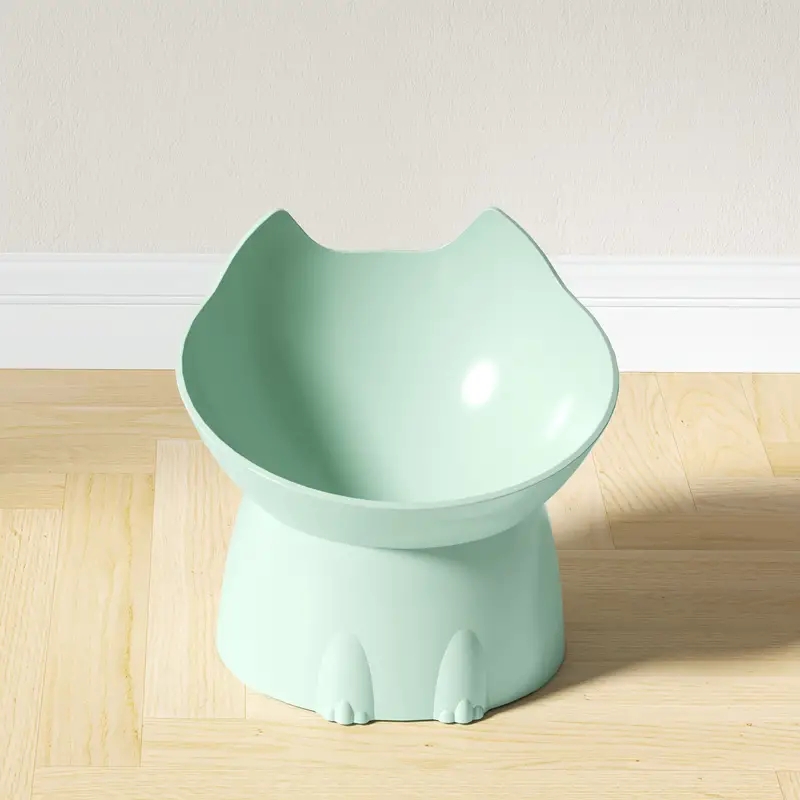Tazón De Comida Elevado Para Gatos WhiskerWare En Plástico Antideslizante Con Borde Inclinado Protección De Cuello Alimento Para Mascotas