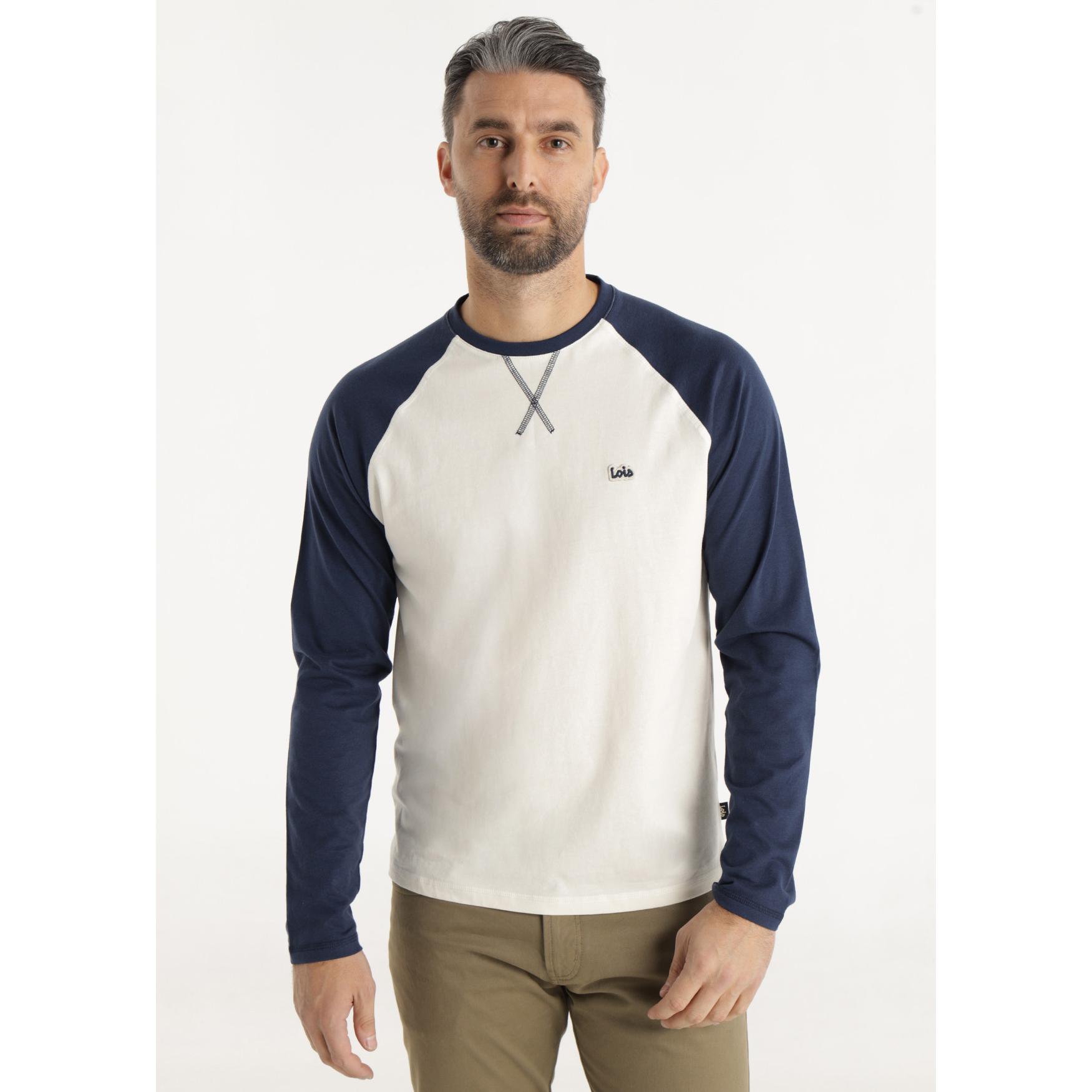 LOIS JEANS - Camiseta bicolor manga raglan con logo parche