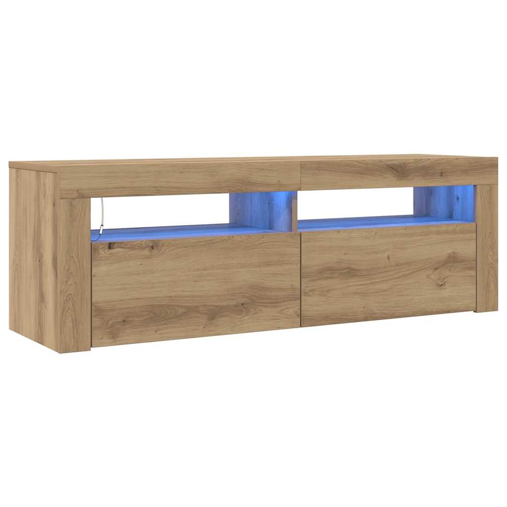 vidaXL Mueble de TV luces LED madera roble artisan 120x35x40 cm