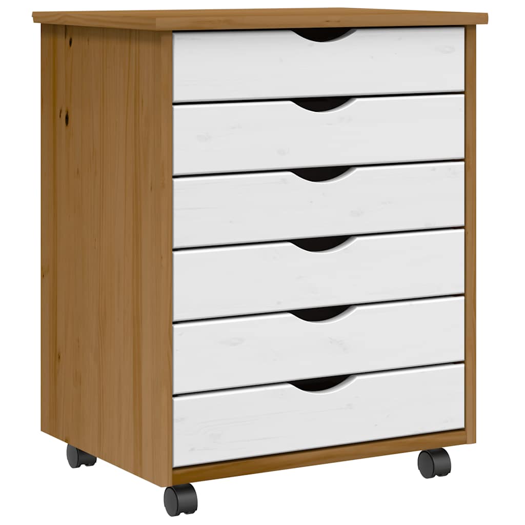 vidaXL Cajonera con ruedas MOSS madera maciza de pino 53 x 39 x 65,5 cm