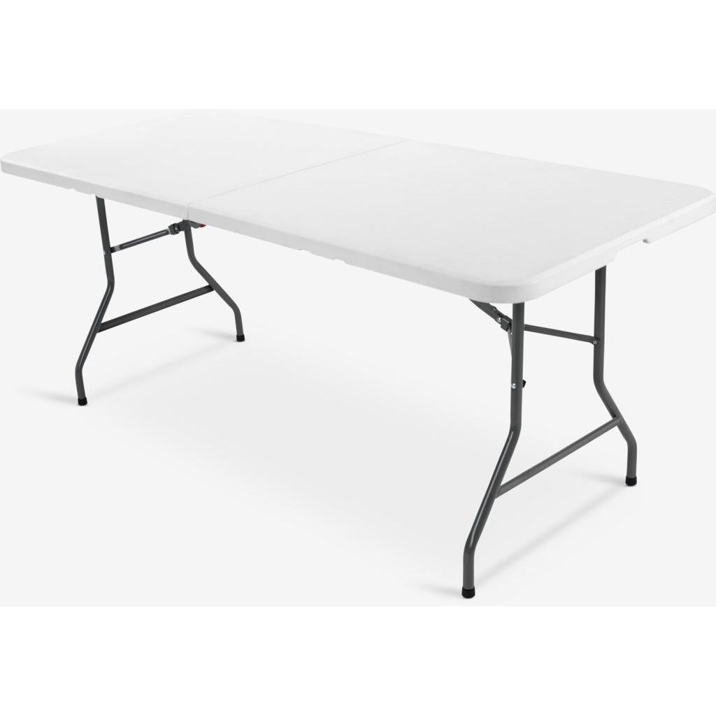 ORION91® - Unidad - Mesa plegable multifunción de resina blanca con estructura de acero y asa, 150 x 70 x 74 cm, de 4 a 6 personas, interior y exterior - spaziOrion91