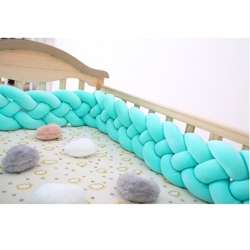 OmHome Protector de cuna para bebé, tejido a mano danés con trenza de cuatro hilos, anticolisión.