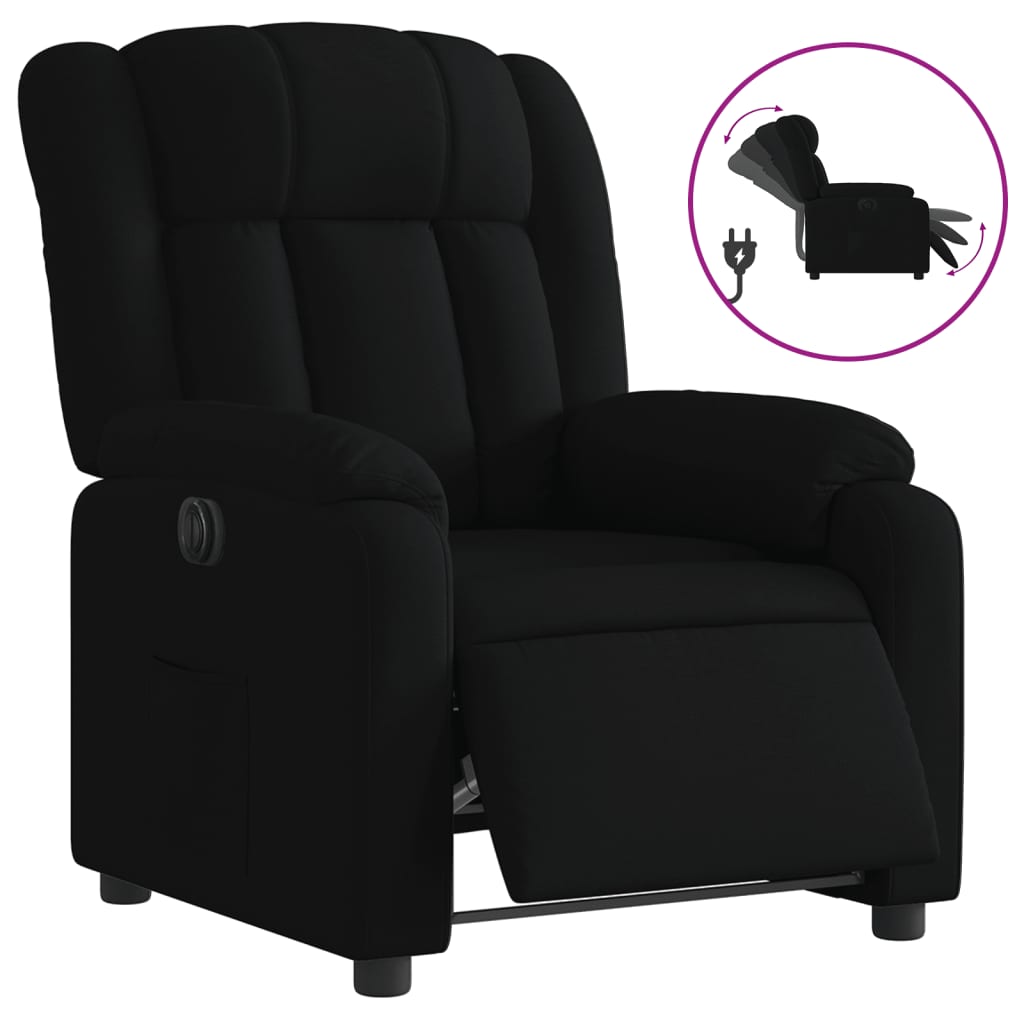 vidaXL Sillón reclinable eléctrico de tela negro