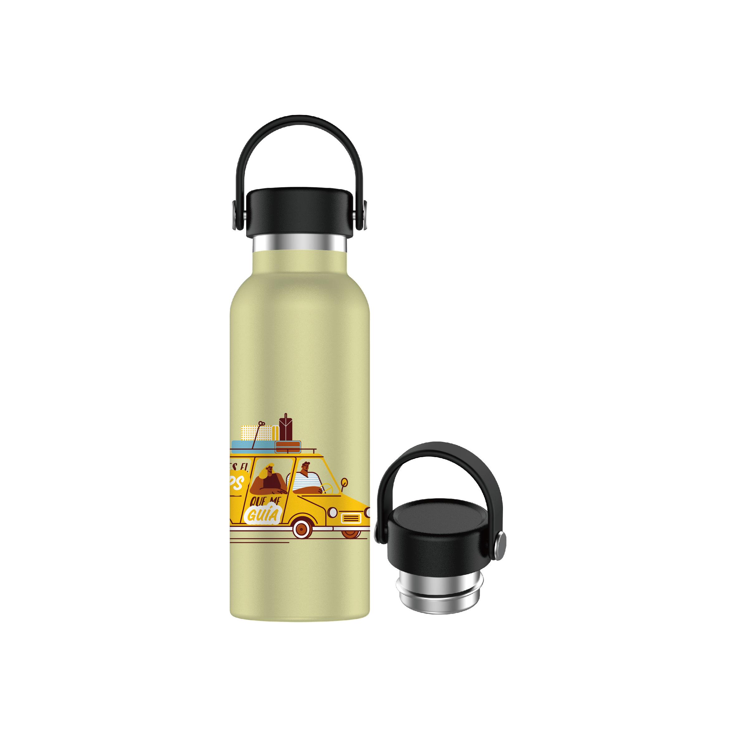Botella de Agua Acero Inoxidable con Asa - Botella Térmica Reutilizable (+40 Colores) Sin BPA Mantiene 24H Frio / 12H Calor Termo y Hermética - Doble Pared al Vacío a Prueba de Fugas Mikomika