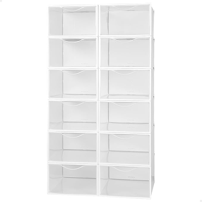 Cajas Organizadoras de Zapatos Transparentes Apilables con Apertura Frontal, Almacenaje para Armario