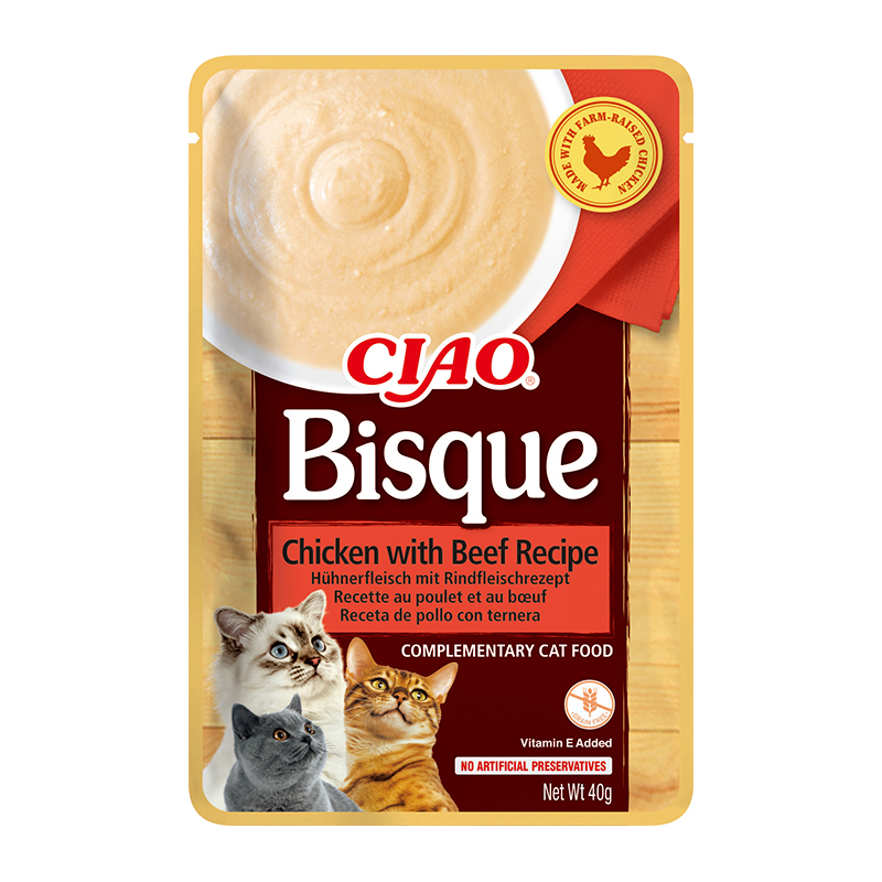 Inaba Churu Bisque - Snacks para Gatos Sobres con Puré (12 Sobres x 40gr)