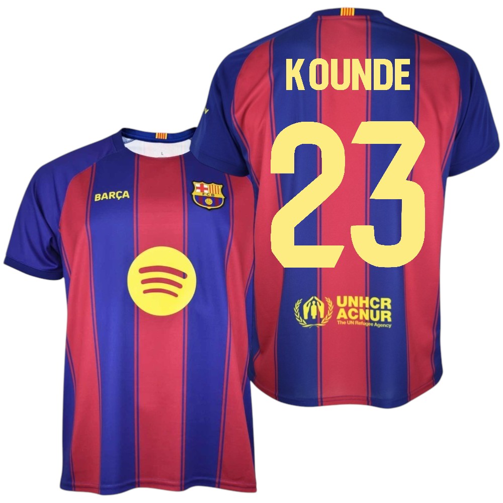 Barça - Camiseta Réplica Oficial 25/26 - Jugador KOUNDE Nº23 - Colores Blaugrana - Tejido Transpirable - Detalles bordados.