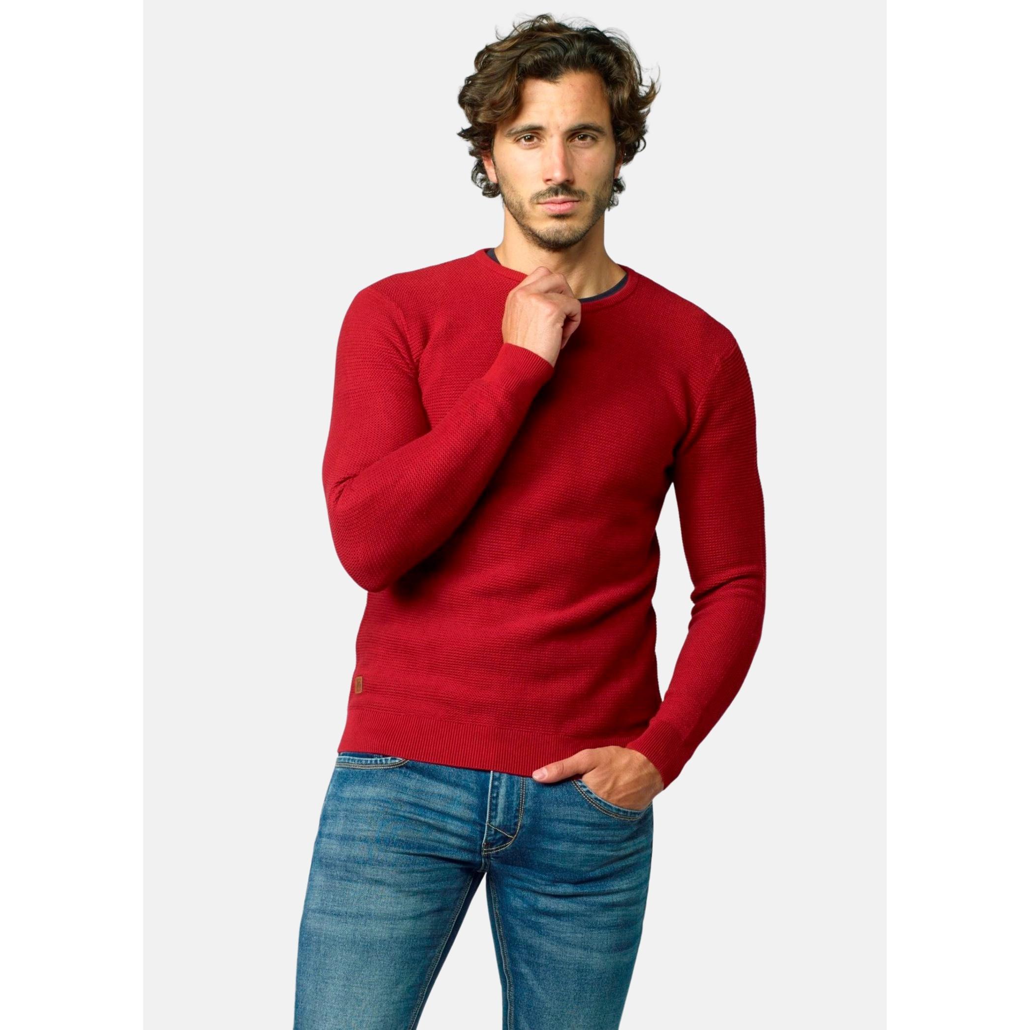 Koroshi - Jersey hombre punto canutillo 100% algodón cuello redondo estilo pullover para look casual o smart casual