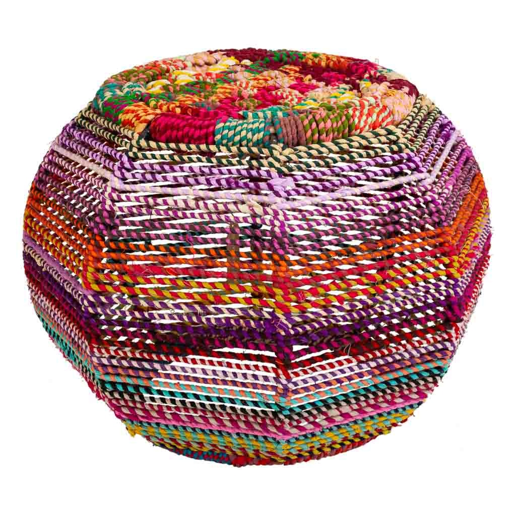 Wonderlust Deco - Taburete de cuerda trenzada 30x45x30 Multicolor 30x45x30h cm