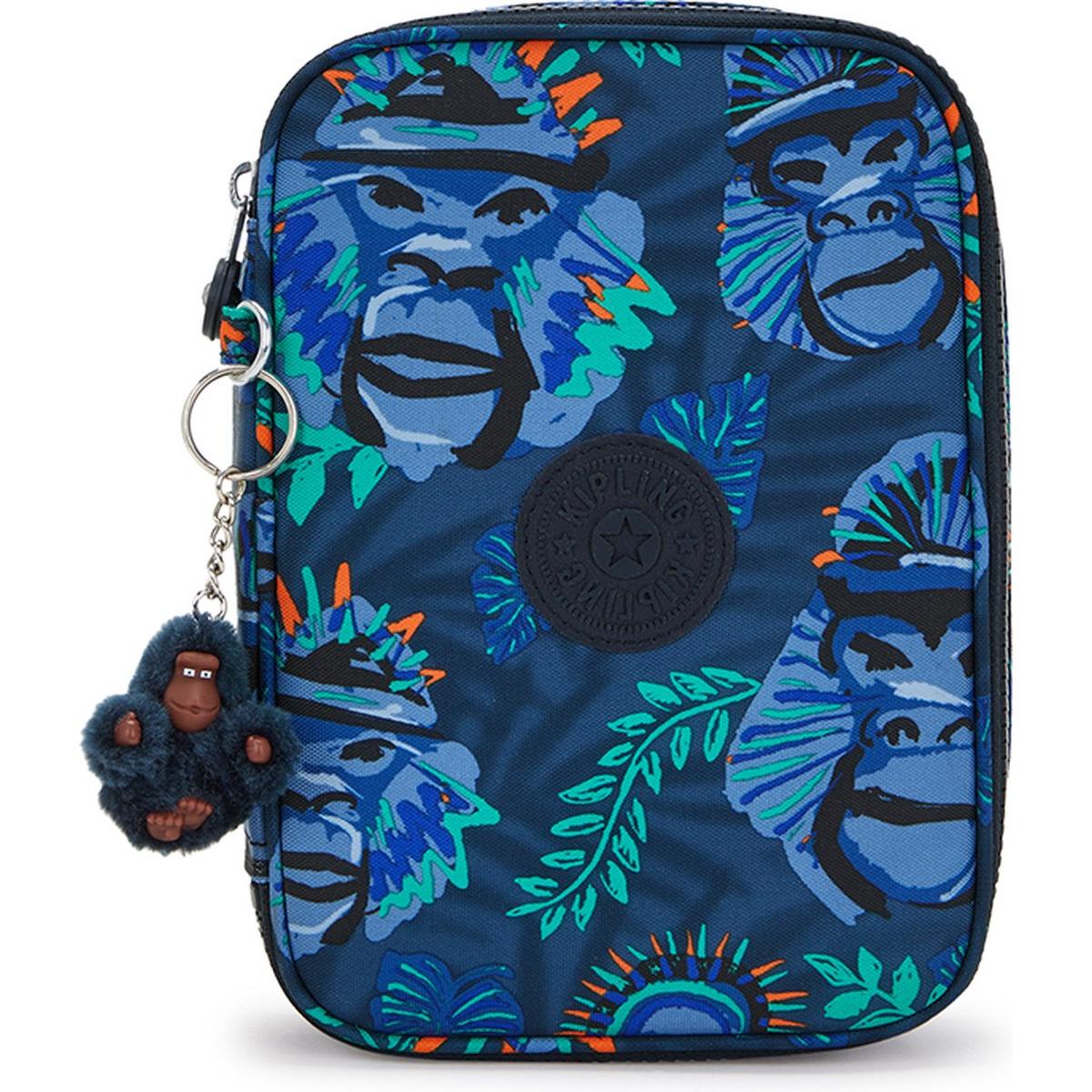 Estuche grande Kipling 100 Pens con compartimento y llavero mono de Kipling.