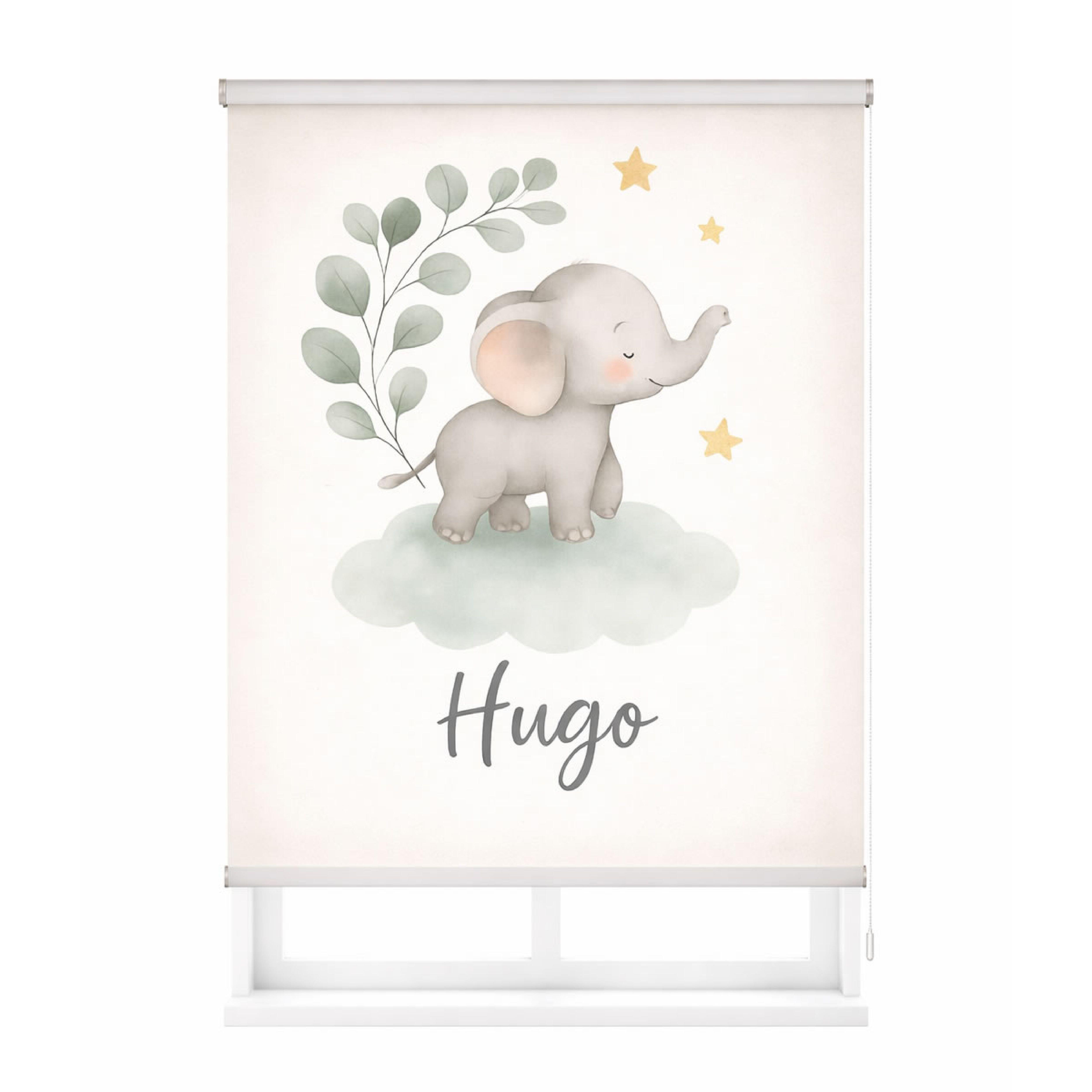 Estores Iroa - Estor Infantil Personalizado con Nombre Elefante - Estor Enrollable Translúcido Bebé | Fabricada en España