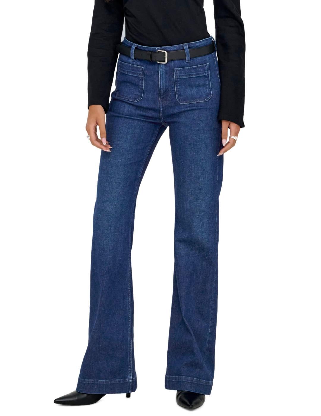 Pantalón vaquero Only Madison Pocket azul flared para mujer