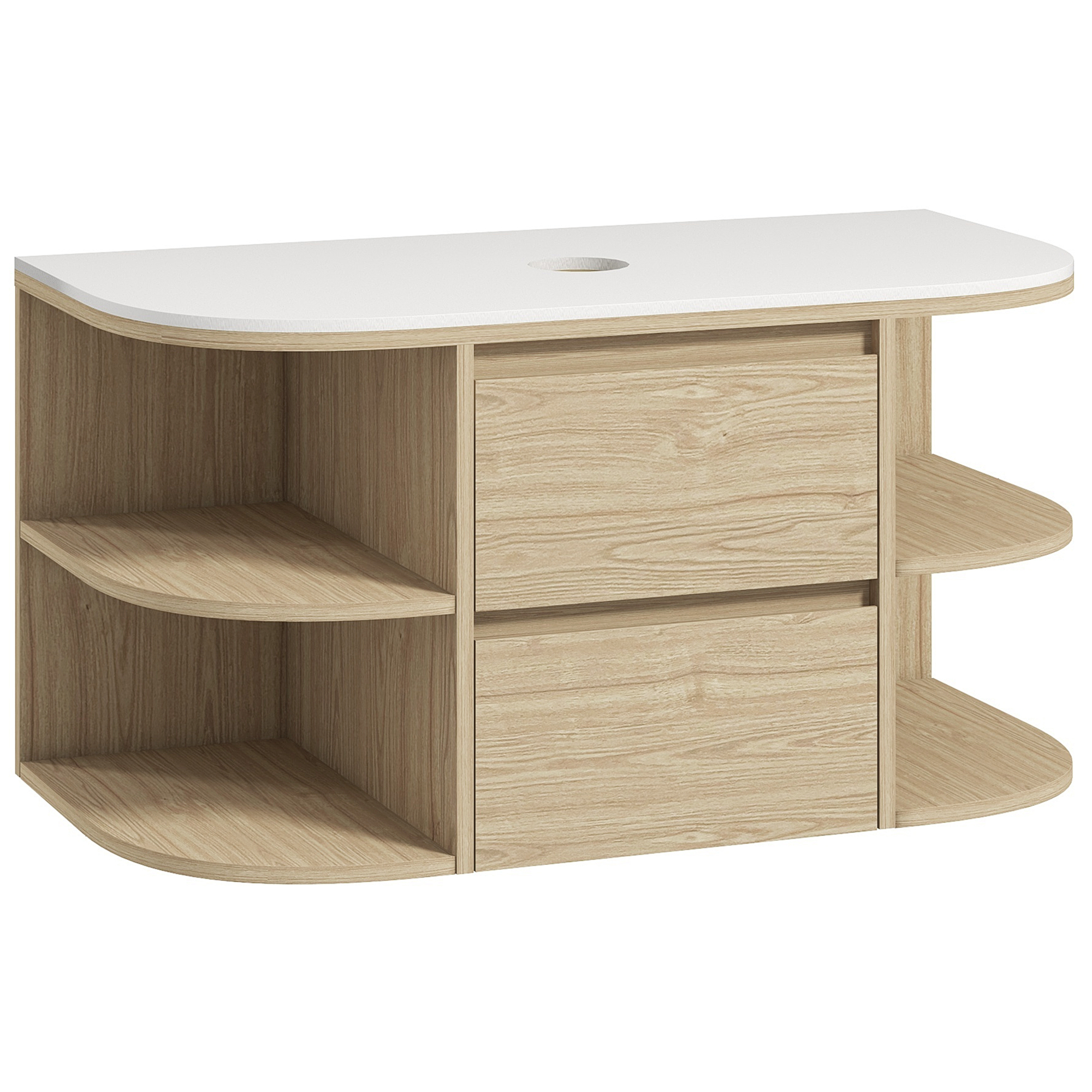 HOMCOM Mueble de baño suspendido, mueble de baño, mueble de baño de pared con cajones y estantes de cierre suave - Sun. 90W x 45D x 46H cm, marrón