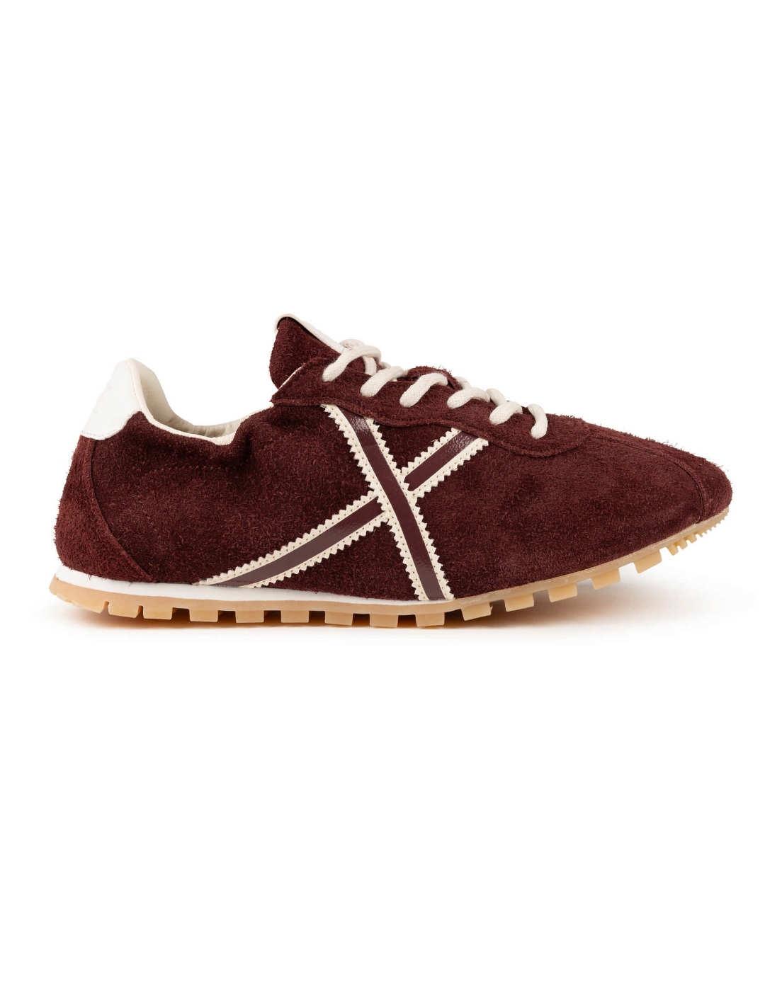 Zapatillas Munich Slim 03 granate ante suela fina de mujer